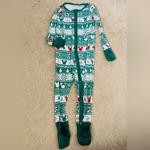 Little sleepies 12-18m Mickey herringbone Christmas holiday zippy